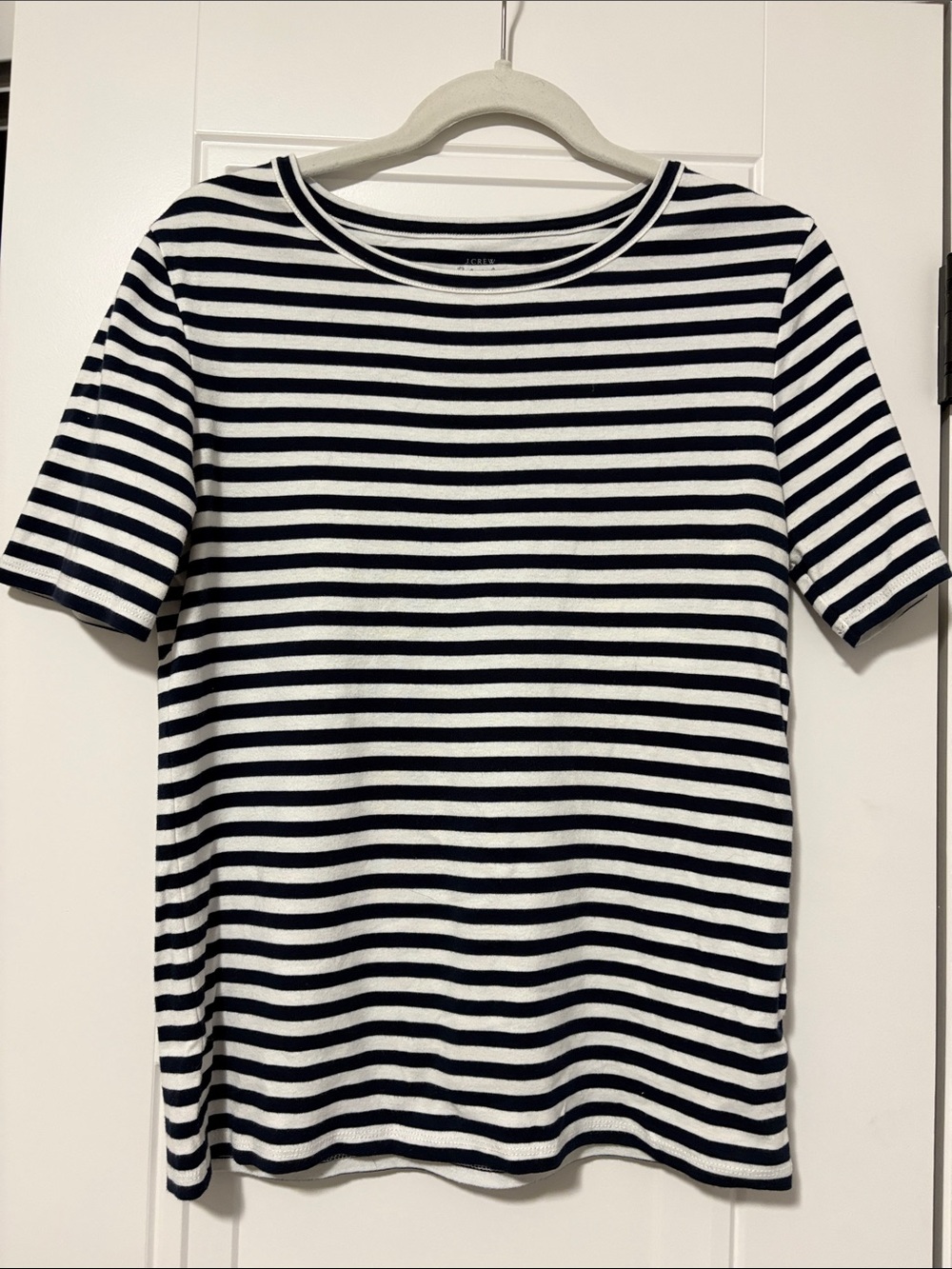 J. Crew Navy and White Striped Short Sleeve Tee